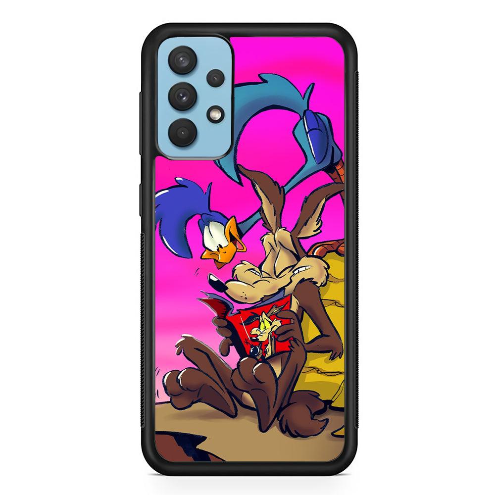 Looney Tunes Catch Road Runner Samsung Galaxy A32 Case-Rubber Black (2D Case)-Oxvistore