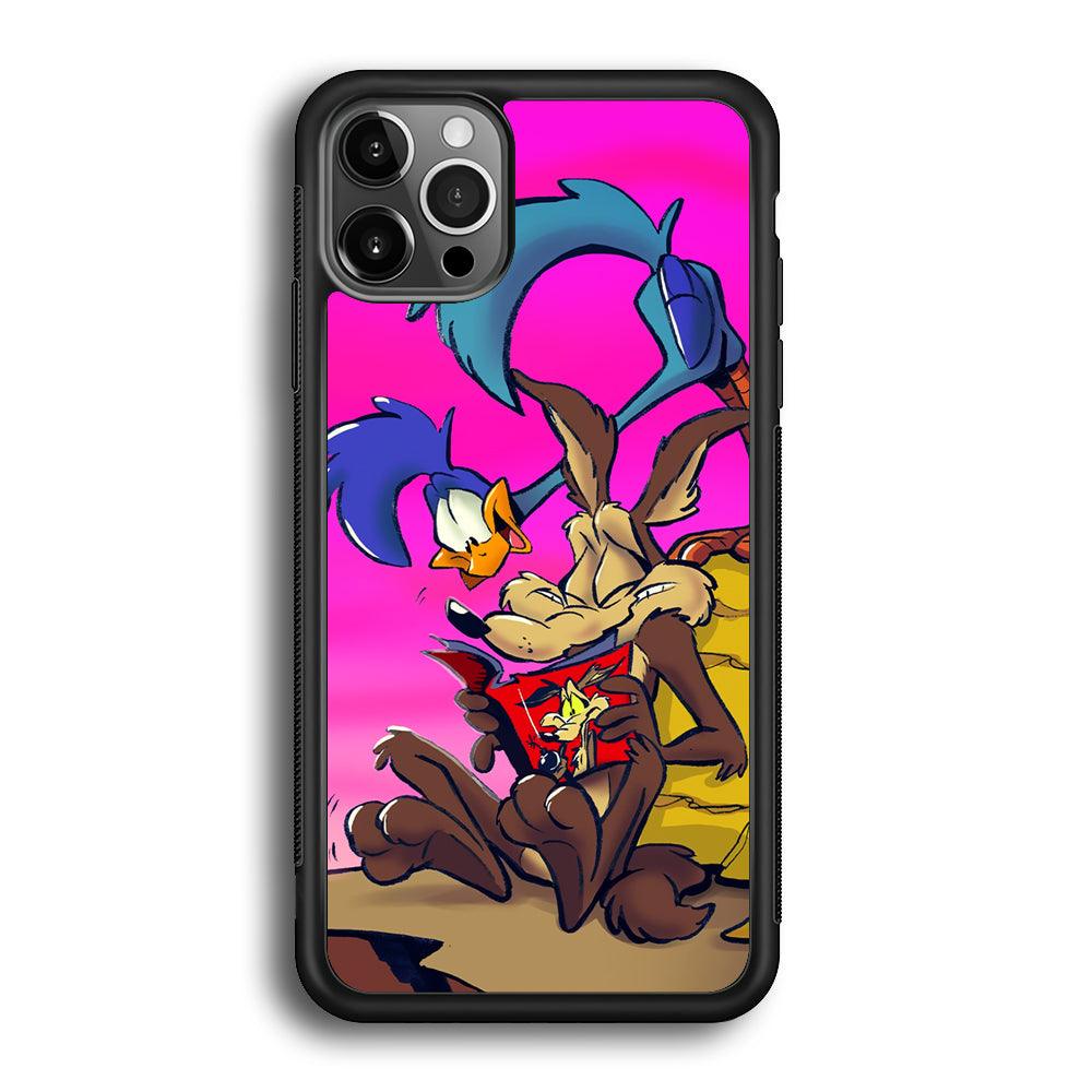 Looney Tunes Catch Road Runner iPhone 12 Pro Case-Rubber Black (2D Case)-Oxvistore