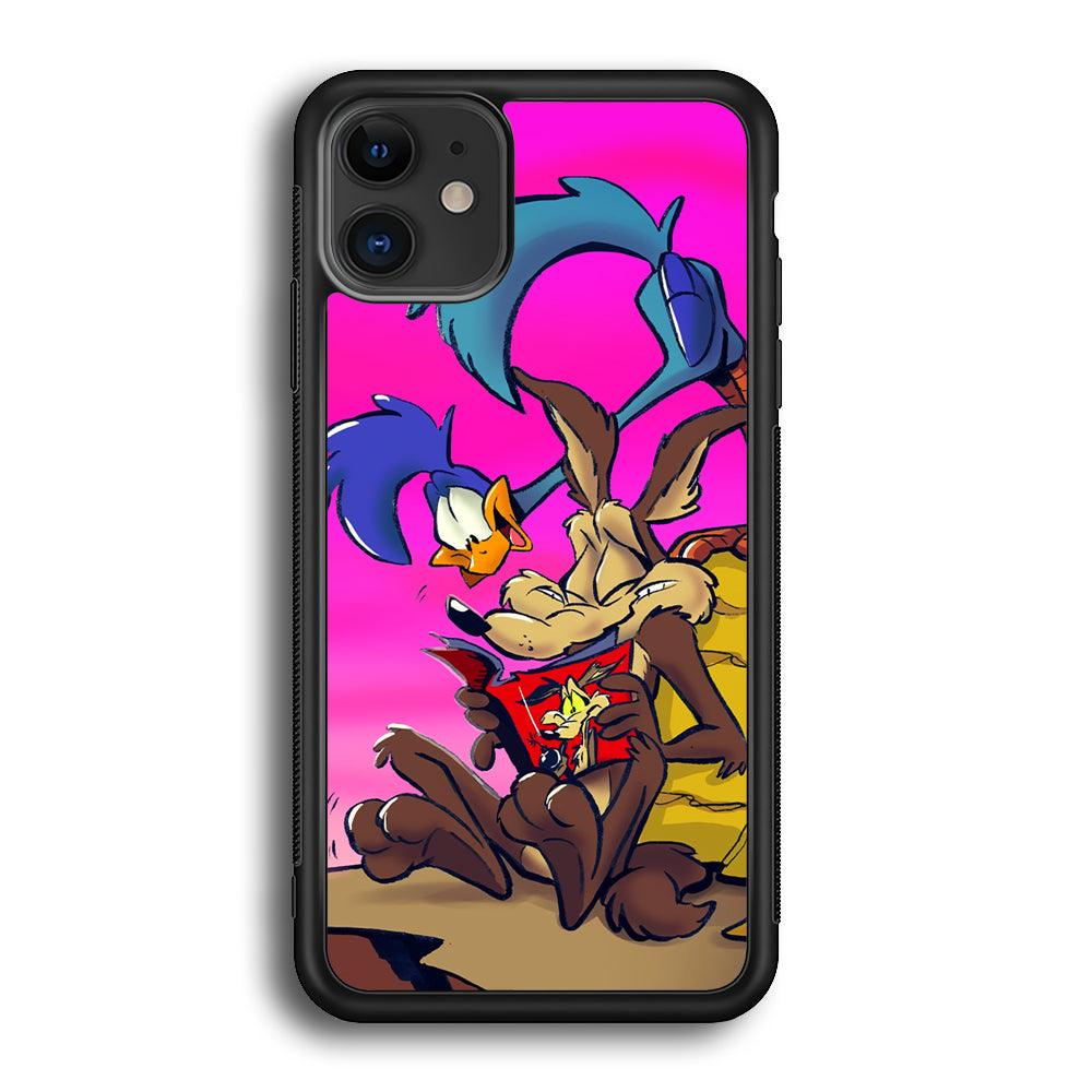 Looney Tunes Catch Road Runner iPhone 12 Case-Rubber Black (2D Case)-Oxvistore