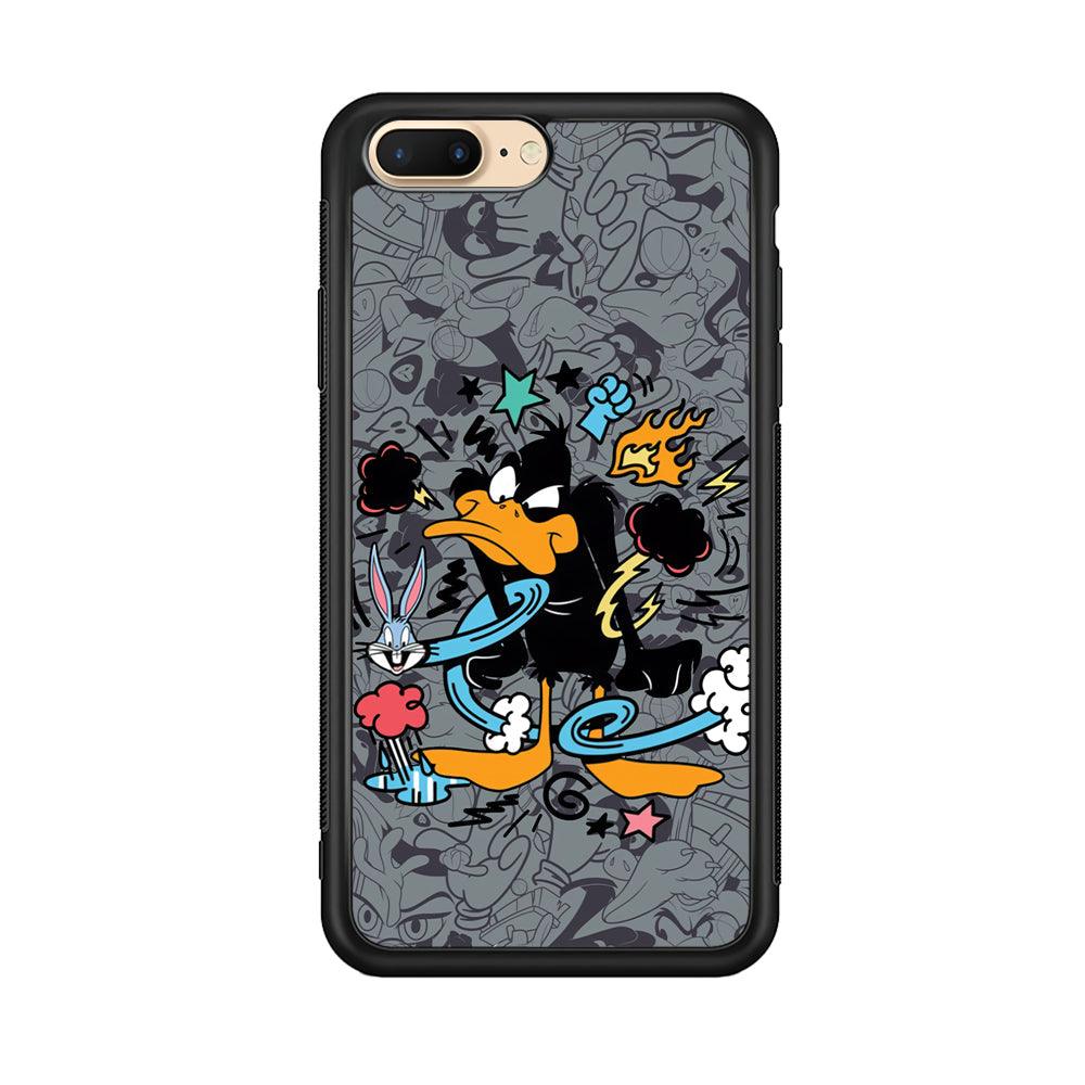 Looney Tunes Daffy in Anger iPhone 7 Plus Case-Rubber Black (2D Case)-Oxvistore
