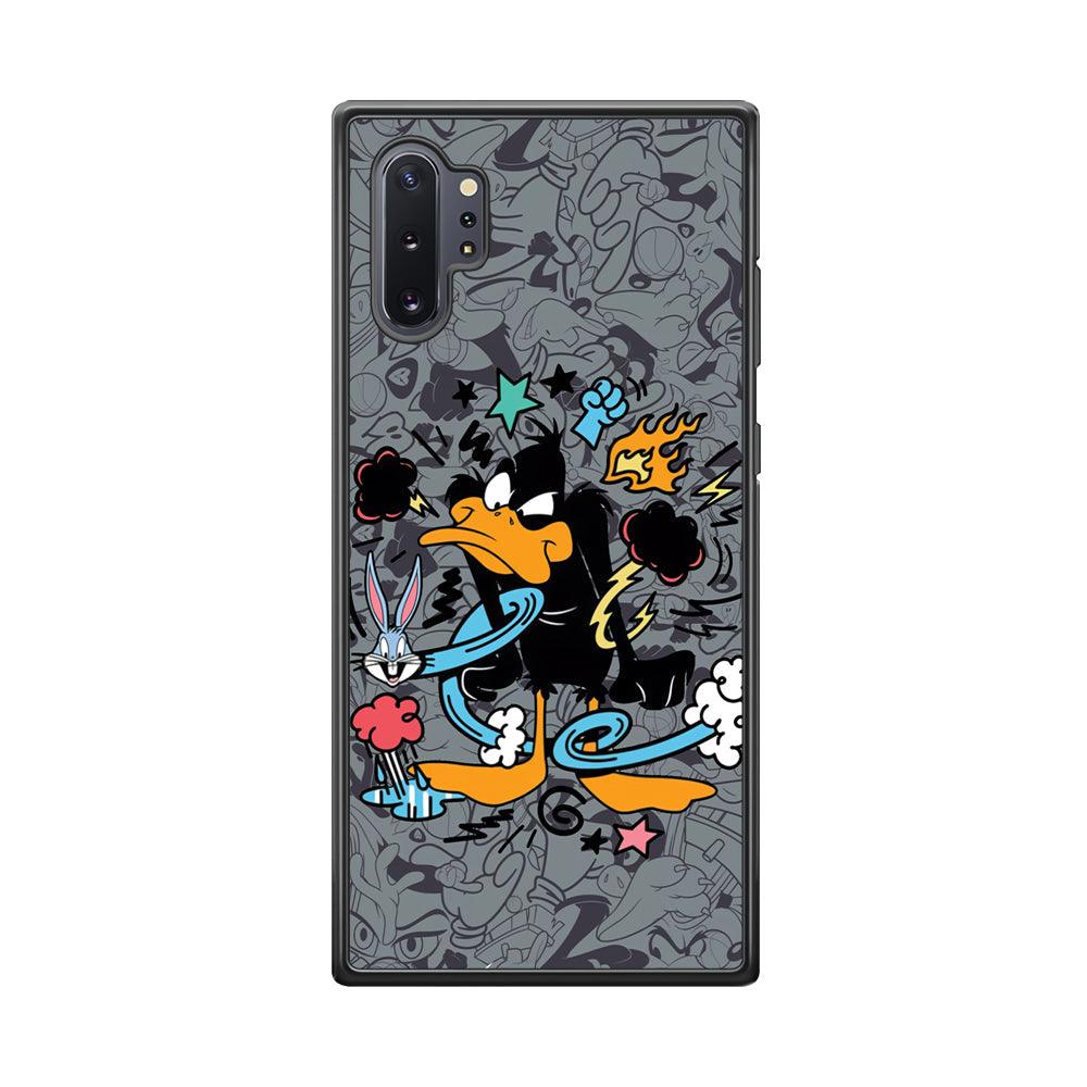 Looney Tunes Daffy in Anger Samsung Galaxy Note 10 Plus Case-Rubber Black (2D Case)-Oxvistore