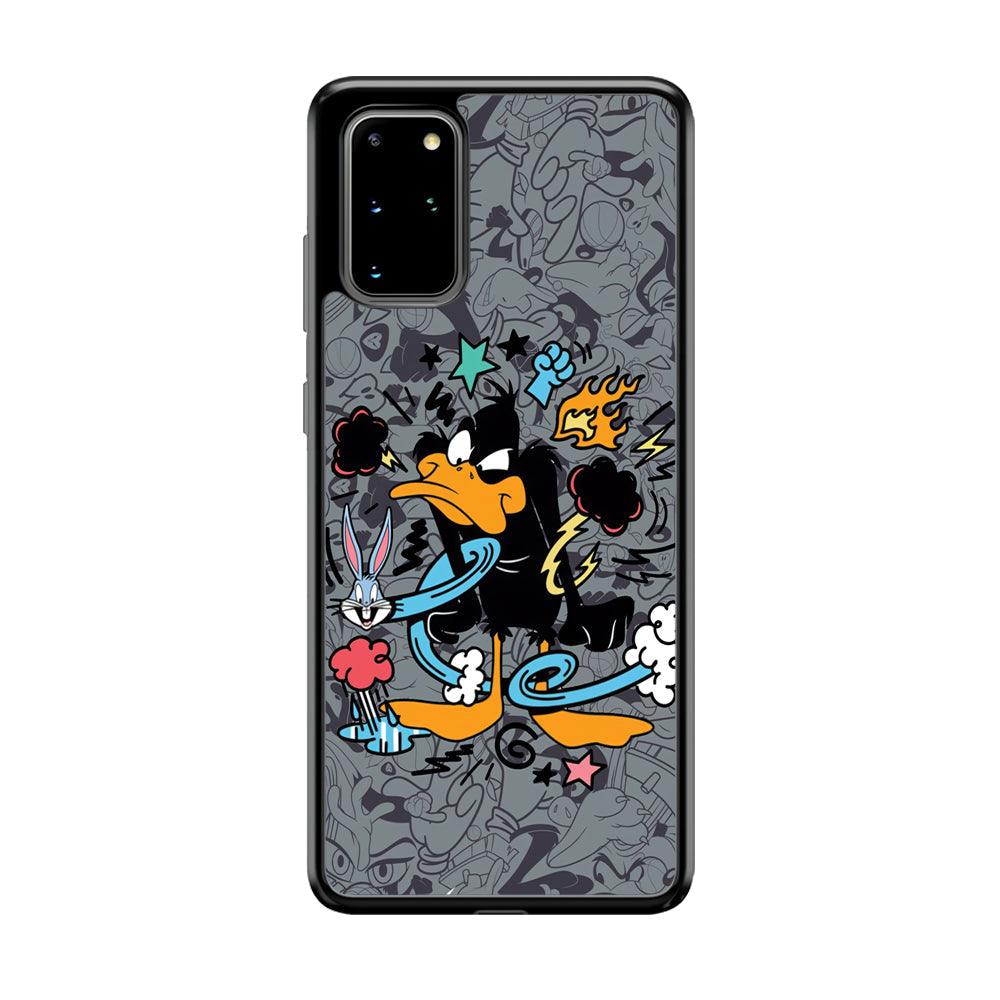 Looney Tunes Daffy in Anger Samsung Galaxy S20 Plus Case-Rubber Black (2D Case)-Oxvistore