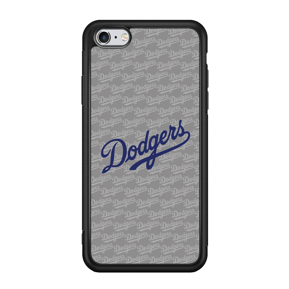 Los Angeles Dodgers Grey Patern Word iPhone 6 Plus | 6s Plus Case-Rubber Black (2D Case)-Oxvistore