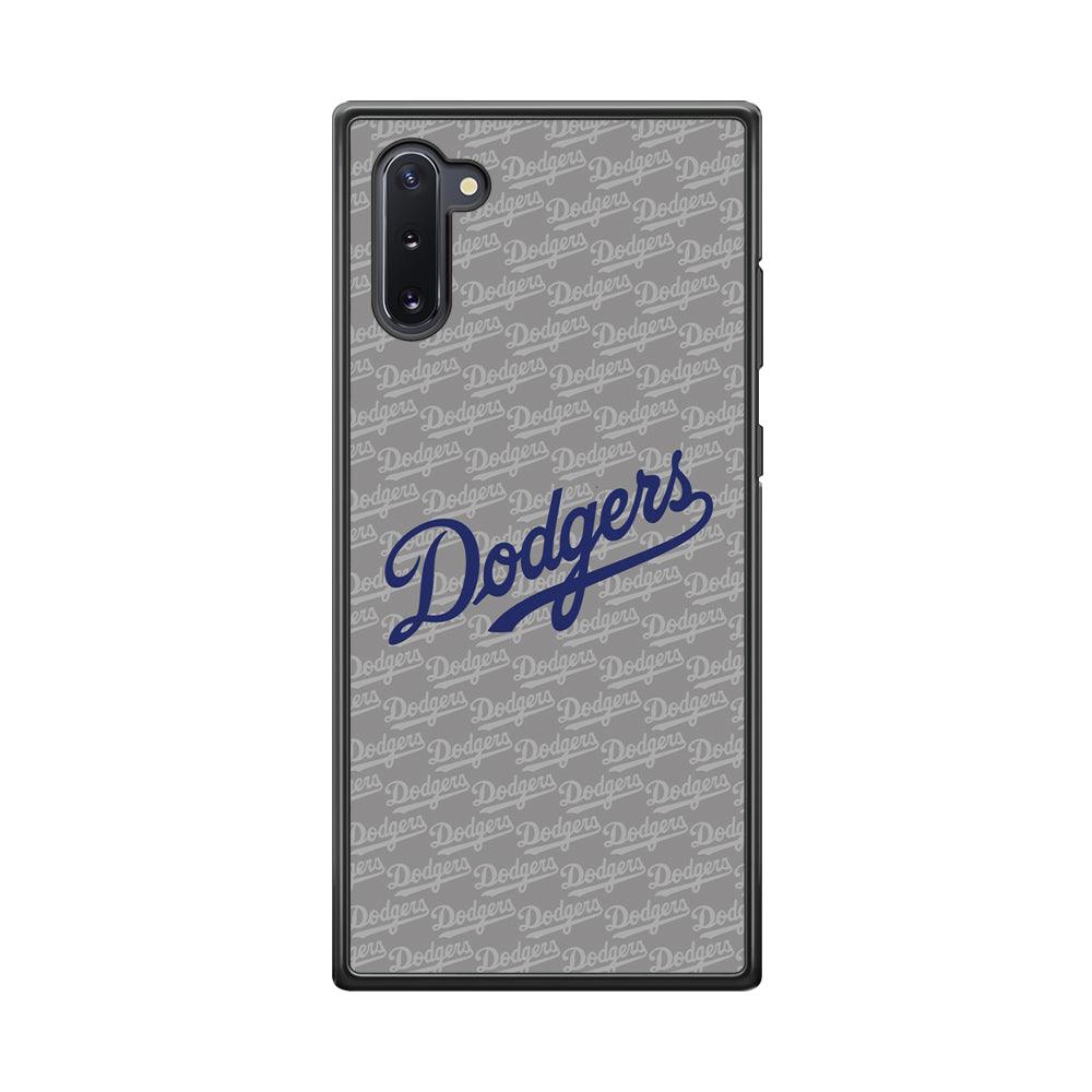 Los Angeles Dodgers Grey Patern Word Samsung Galaxy Note 10 Case-Rubber Black (2D Case)-Oxvistore