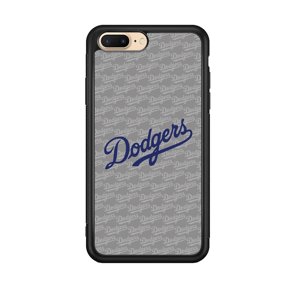 Los Angeles Dodgers Grey Patern Word iPhone 7 Plus Case-Rubber Black (2D Case)-Oxvistore