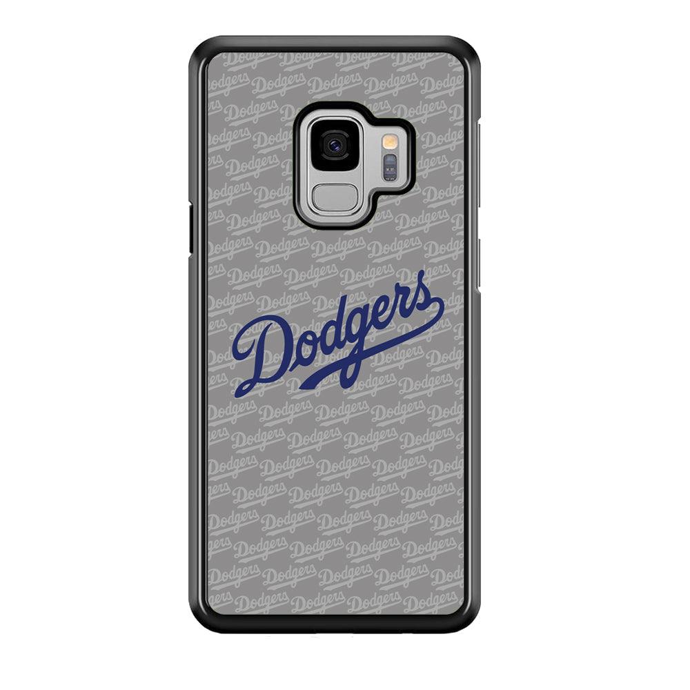 Los Angeles Dodgers Grey Patern Word Samsung Galaxy S9 Case-Rubber Black (2D Case)-Oxvistore