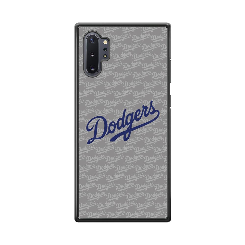Los Angeles Dodgers Grey Patern Word Samsung Galaxy Note 10 Plus Case-Rubber Black (2D Case)-Oxvistore