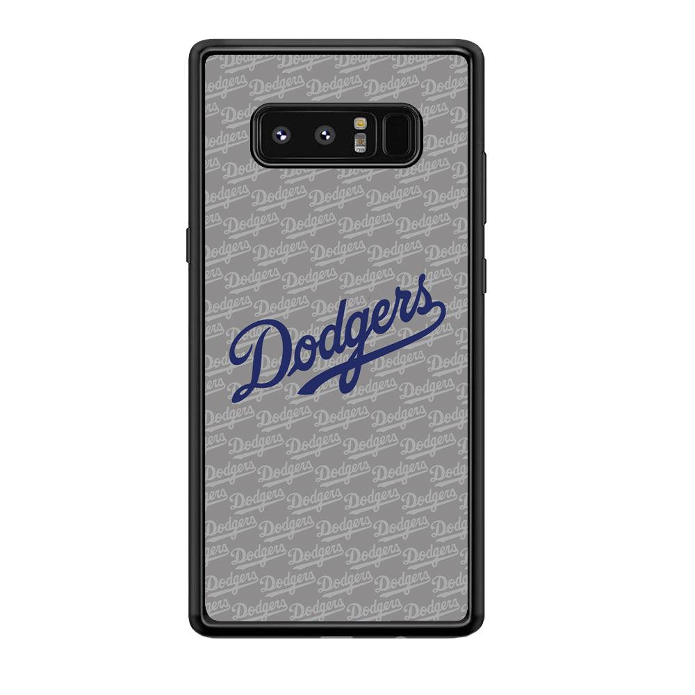 Los Angeles Dodgers Grey Patern Word Samsung Galaxy Note 8 Case-Rubber Black (2D Case)-Oxvistore