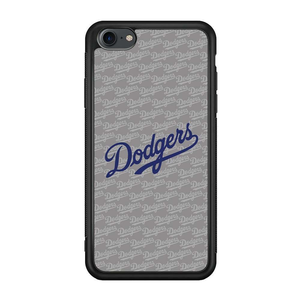 Los Angeles Dodgers Grey Patern Word iPhone 8 Case-Rubber Black (2D Case)-Oxvistore
