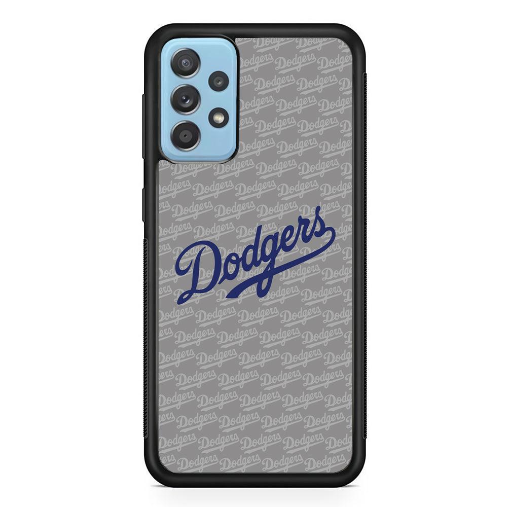 Los Angeles Dodgers Grey Patern Word Samsung Galaxy A72 Case-Rubber Black (2D Case)-Oxvistore