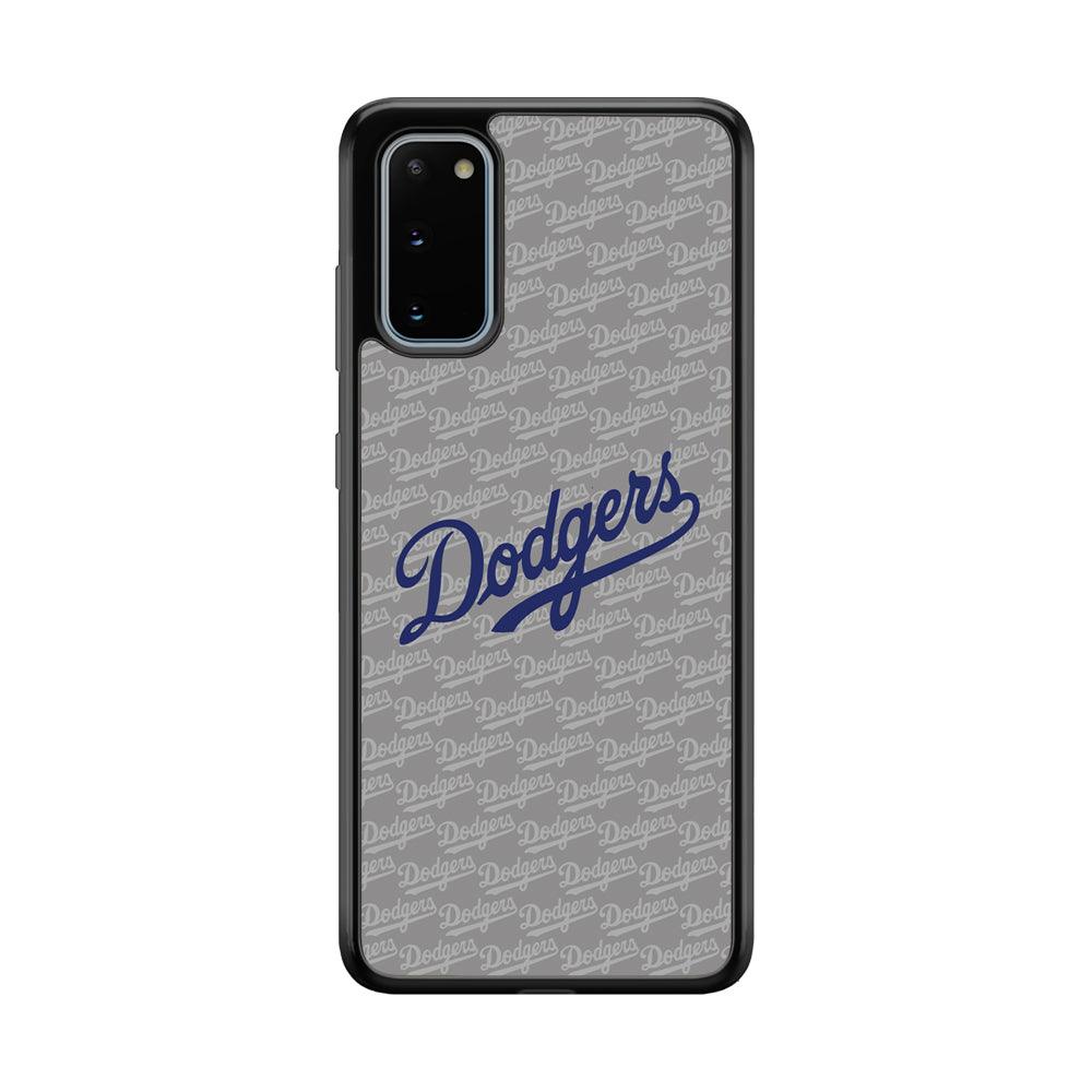 Los Angeles Dodgers Grey Patern Word Samsung Galaxy S20 Case-Rubber Black (2D Case)-Oxvistore