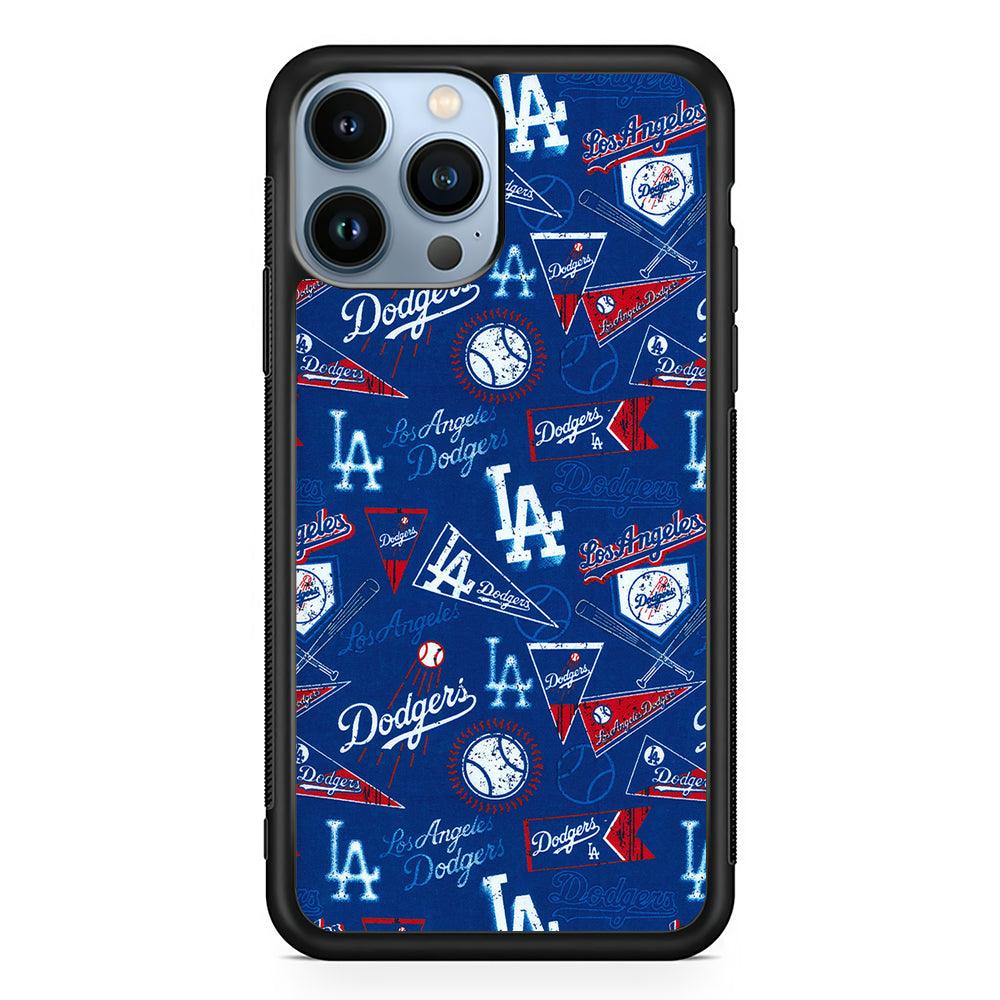 Los Angeles Dodgers Retro 2D Rubber Phone Case-Black-Oxvistore