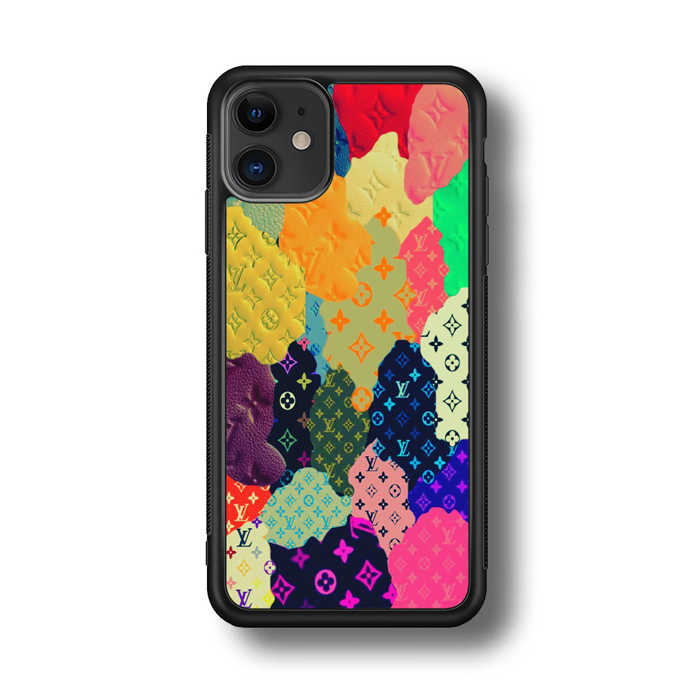Louis Vuitton Aesthetic Pattern iPhone 12 Case-Rubber Black (2D Case)-Oxvistore