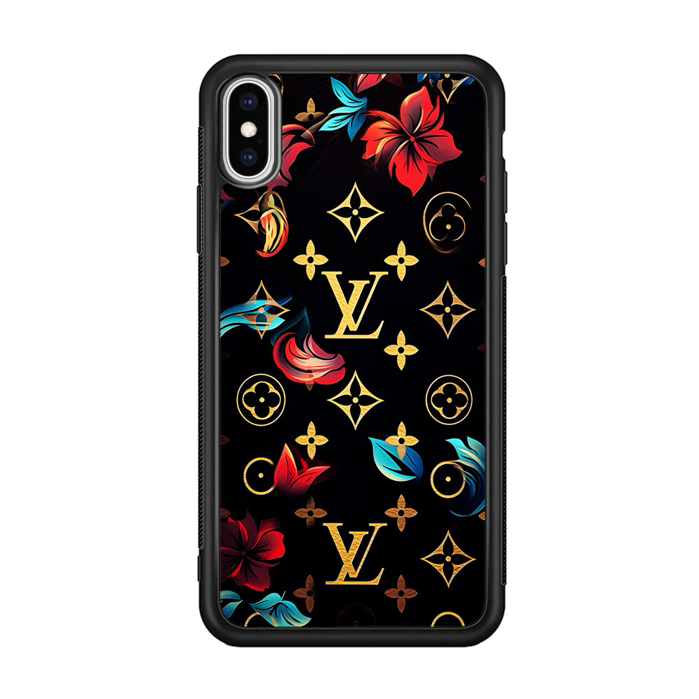Louis Vuitton Flowers Design iPhone X Case-Rubber White (2D Case)-Oxvistore