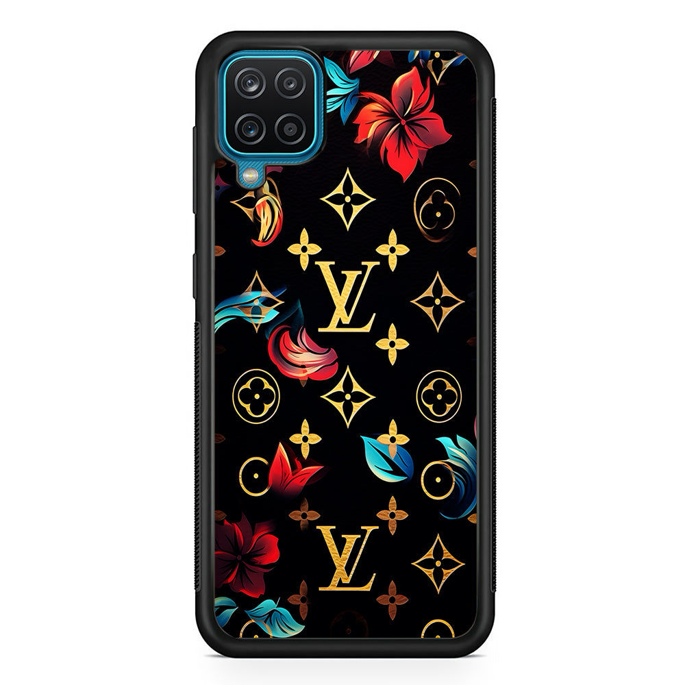 Louis Vuitton Flowers Design Samsung Galaxy A12 Case-Rubber White (2D Case)-Oxvistore