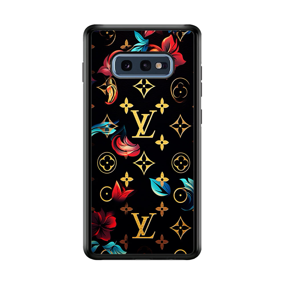 Louis Vuitton Flowers Design Samsung Galaxy S10E Case-Rubber Black (2D Case)-Oxvistore