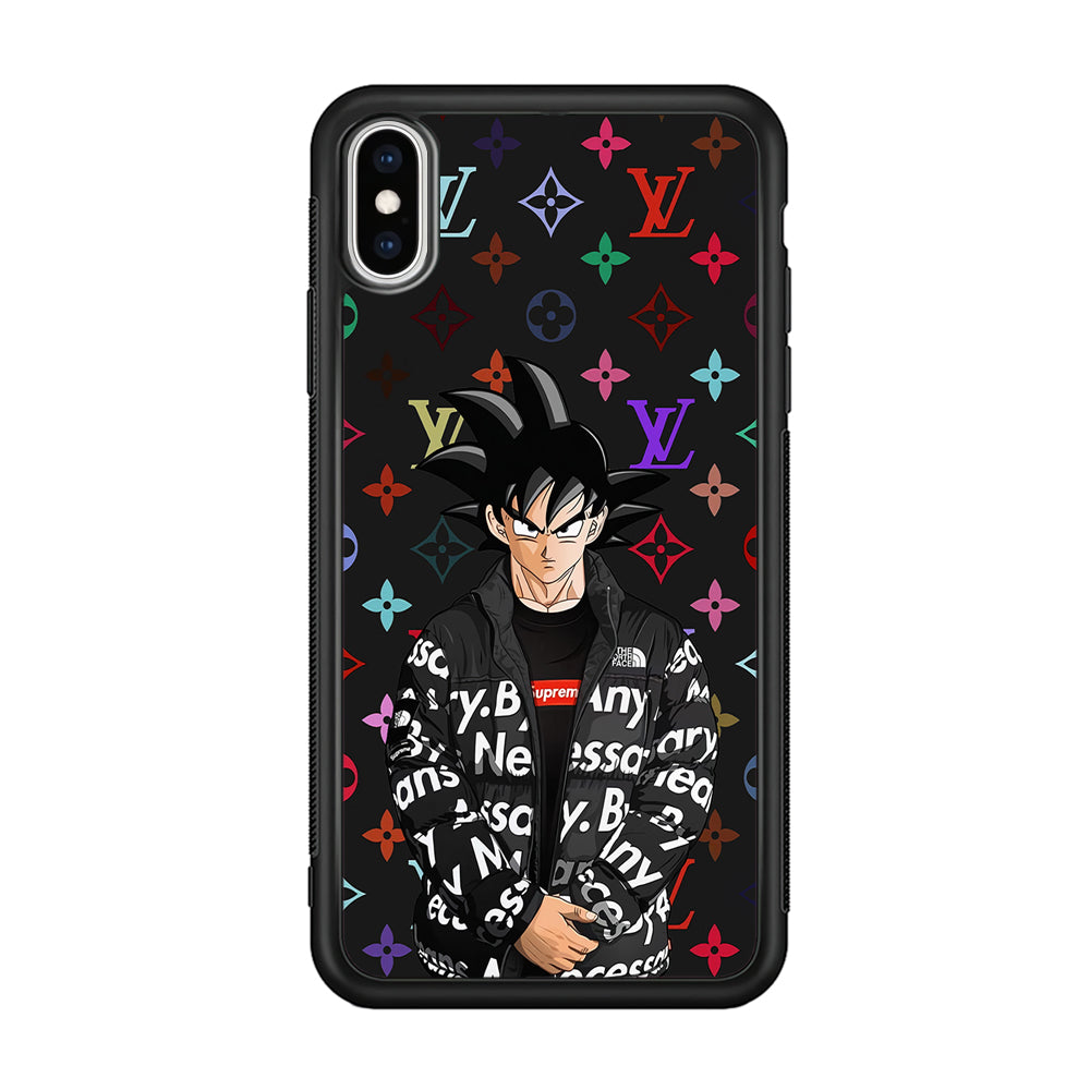 Louis Vuitton Goku Hypebeast iPhone Xs Case-Rubber Black (2D Case)-Oxvistore
