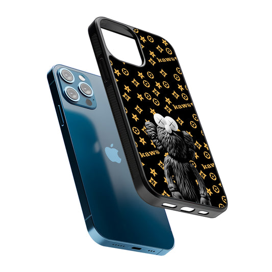 Louis Vuitton X Kaws Black Background 2D Rubber Phone Case-Oxvistore