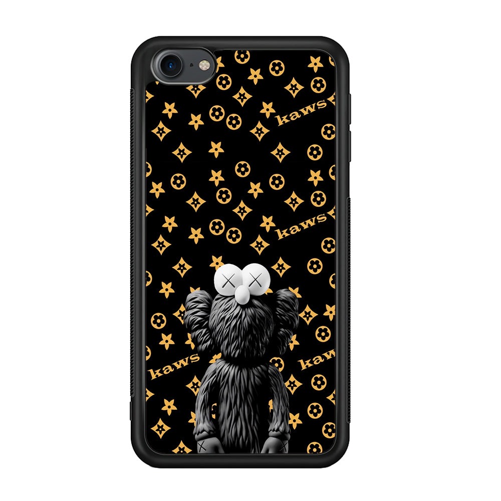 Louis Vuitton X Kaws Black Background iPod Touch 6 Case-Rubber Black (2D Case)-Oxvistore