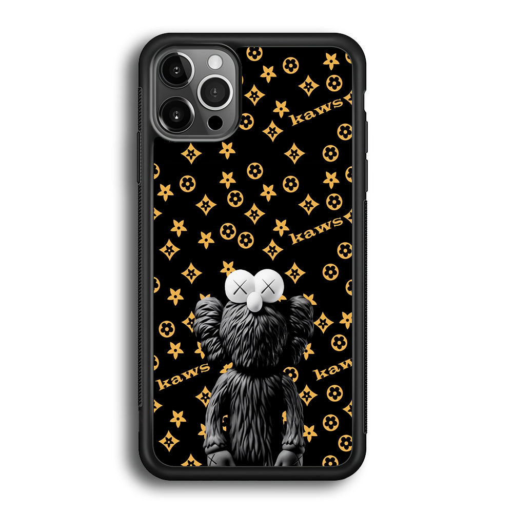 Louis Vuitton X Kaws Black Background iPhone 12 Pro Max Case-Rubber Black (2D Case)-Oxvistore