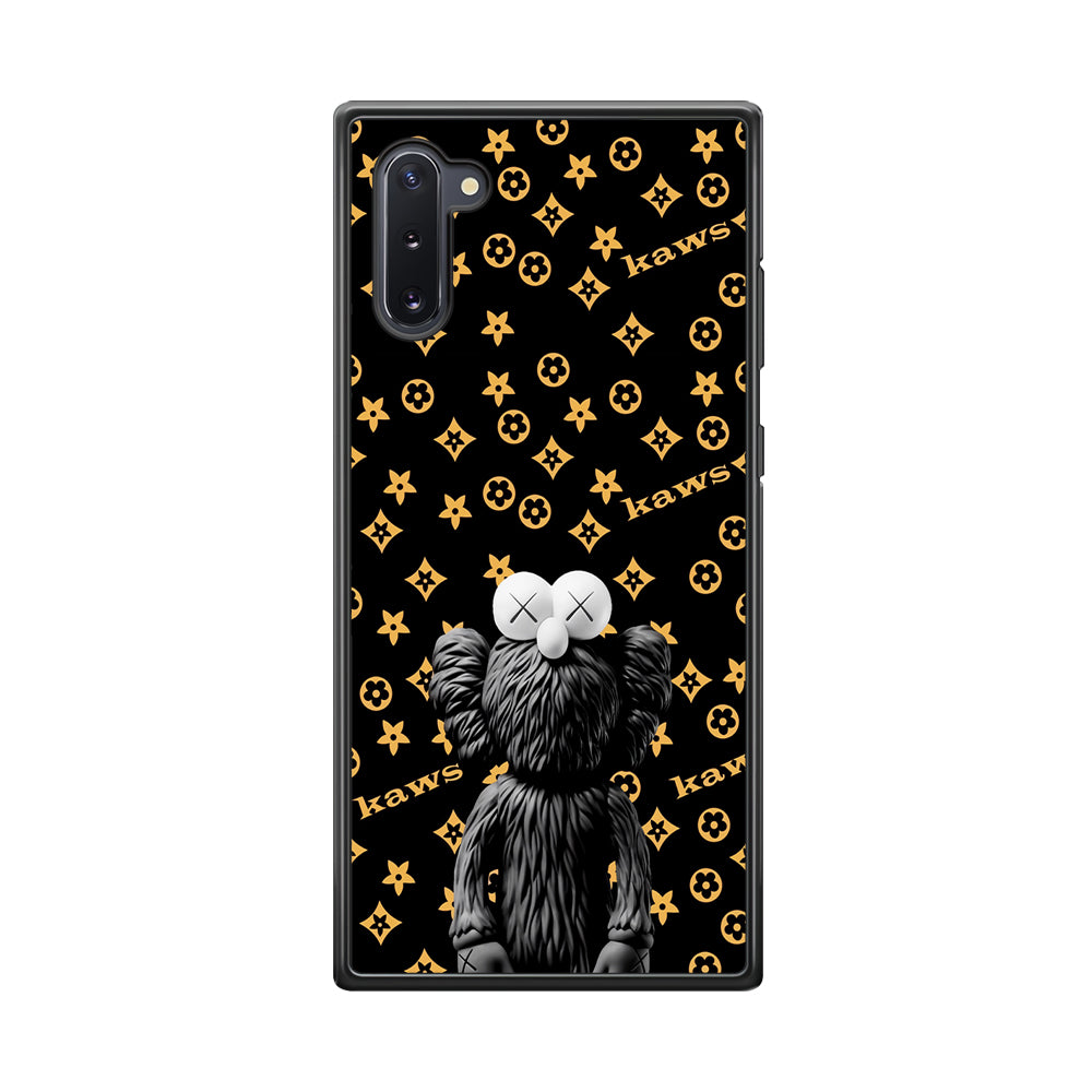 Louis Vuitton X Kaws Black Background Samsung Galaxy Note 10 Case-Rubber White (2D Case)-Oxvistore