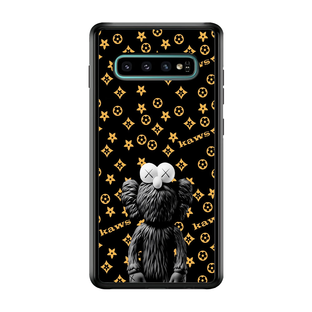 Louis Vuitton X Kaws Black Background Samsung Galaxy S10 Plus Case-Rubber White (2D Case)-Oxvistore