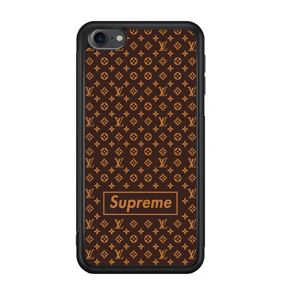 Louis Vuitton X Supreme Brown Background iPod Touch 6 Case-Rubber White (2D Case)-Oxvistore