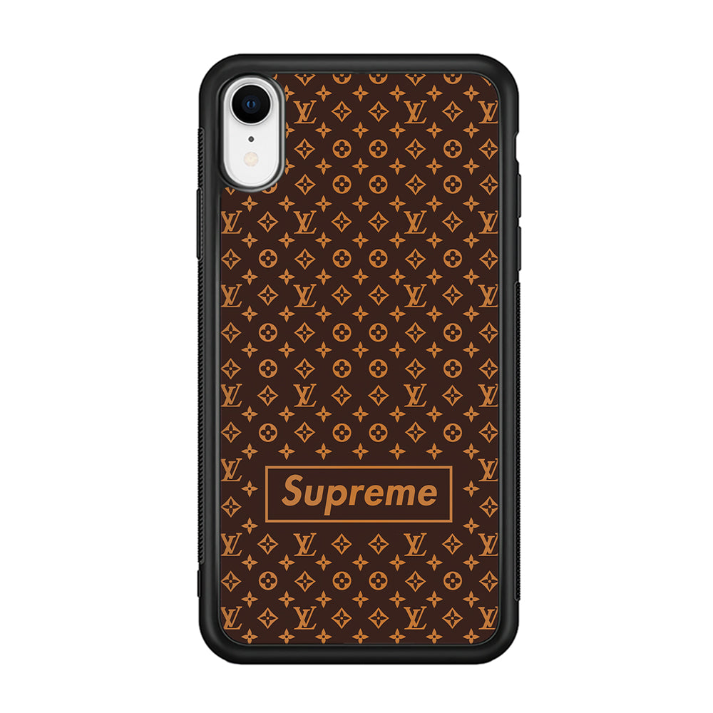Louis Vuitton X Supreme Brown Background iPhone XR Case-Rubber Black (2D Case)-Oxvistore