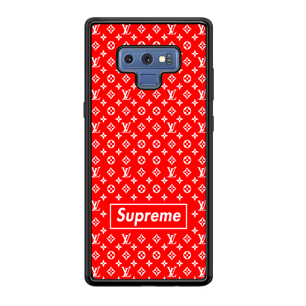 Louis Vuitton X Supreme Red Background Samsung Galaxy Note 9 Case-Rubber Black (2D Case)-Oxvistore