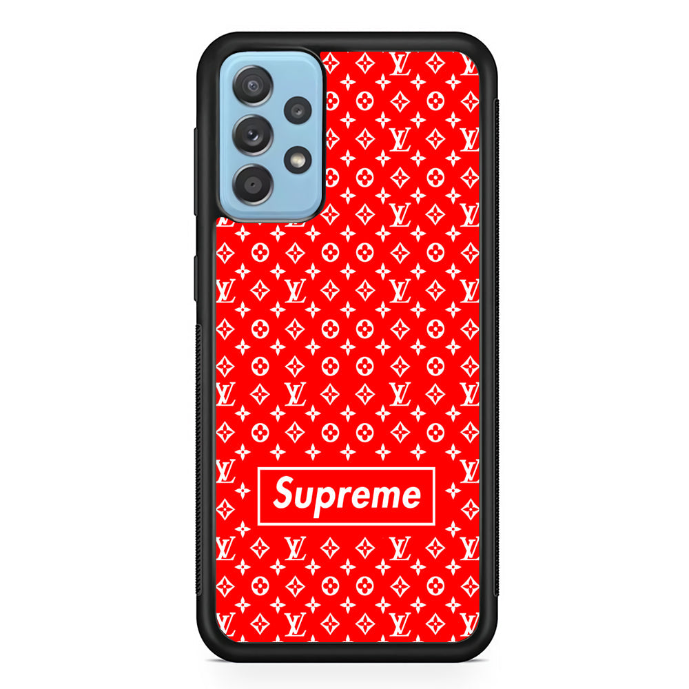 Louis Vuitton X Supreme Red Background Samsung Galaxy A72 Case-Rubber Black (2D Case)-Oxvistore