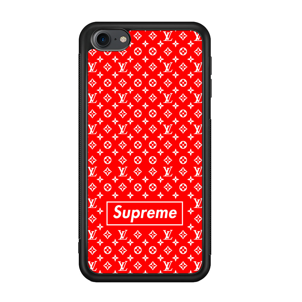 Louis Vuitton X Supreme Red Background iPod Touch 6 Case-Rubber Black (2D Case)-Oxvistore