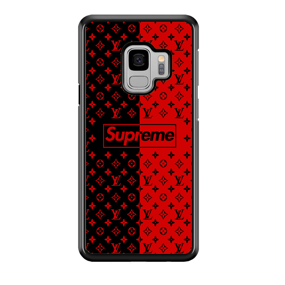 Louis Vuitton X Supreme Red Black Samsung Galaxy S9 Case-Rubber Black (2D Case)-Oxvistore