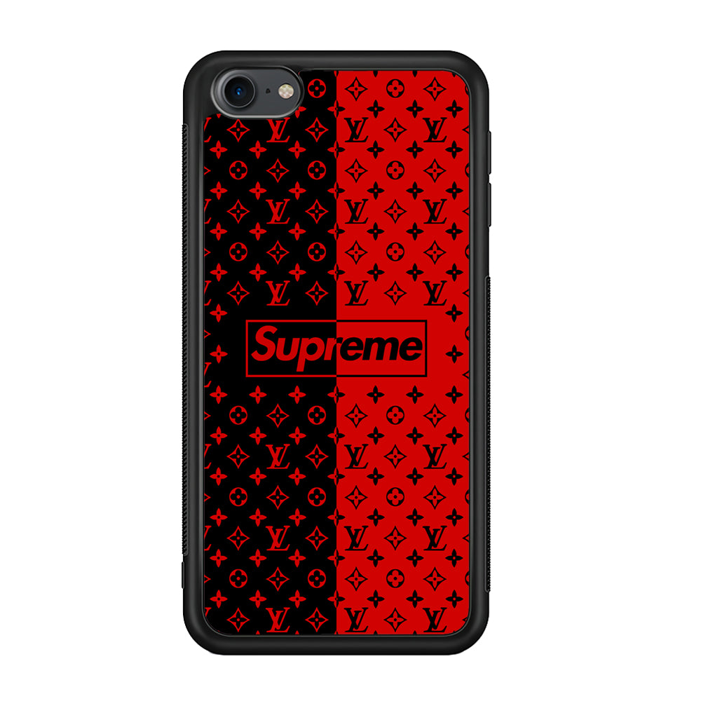 Louis Vuitton X Supreme Red Black iPod Touch 6 Case-Rubber Black (2D Case)-Oxvistore