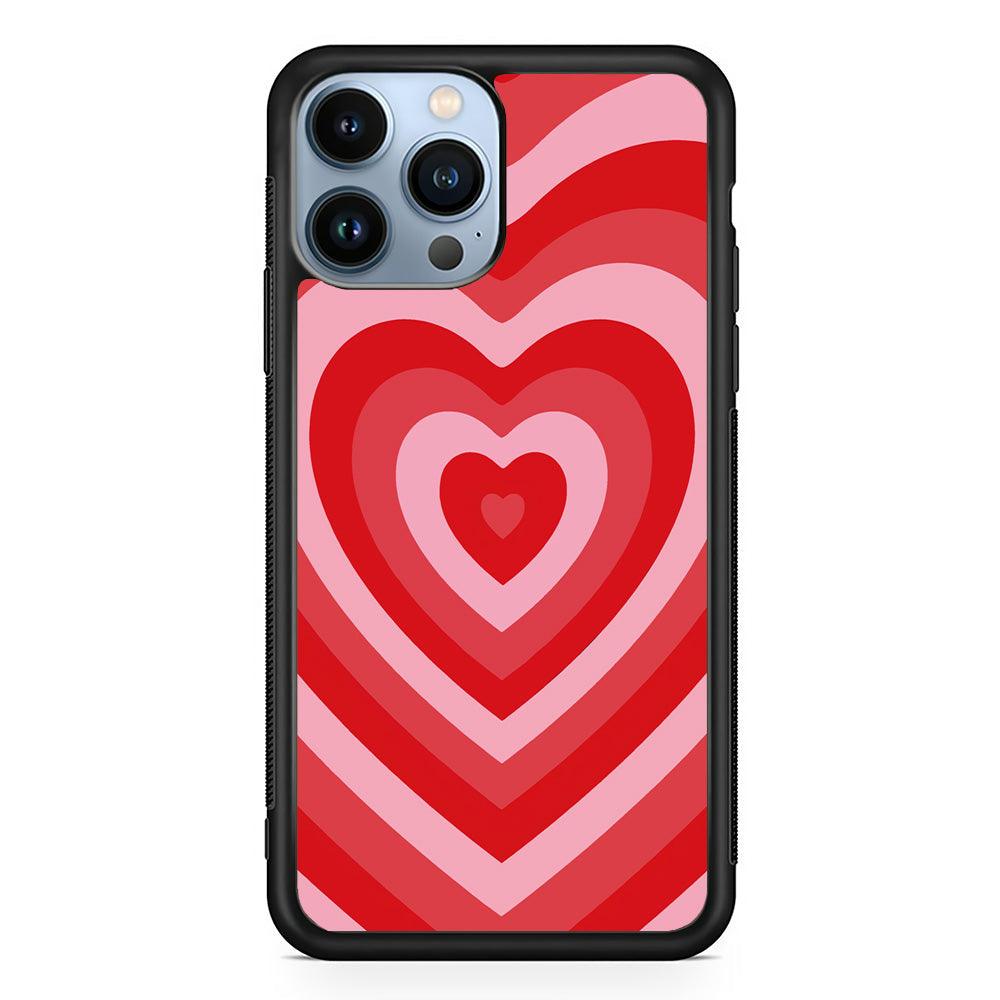 Love Wave Red iPhone 14 Pro Max Case-Rubber White (2D Case)-Oxvistore