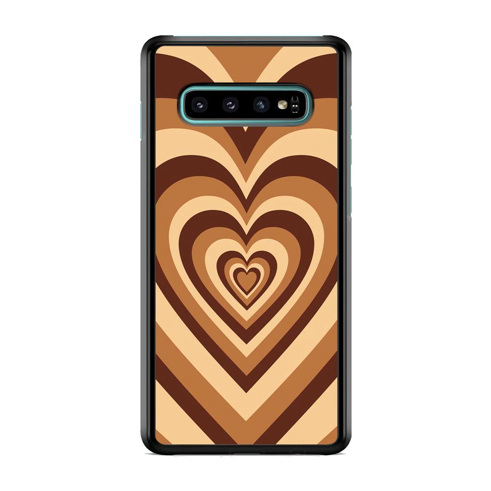 Love Wave Brown Samsung Galaxy S10 Case-Rubber Black (2D Case)-Oxvistore