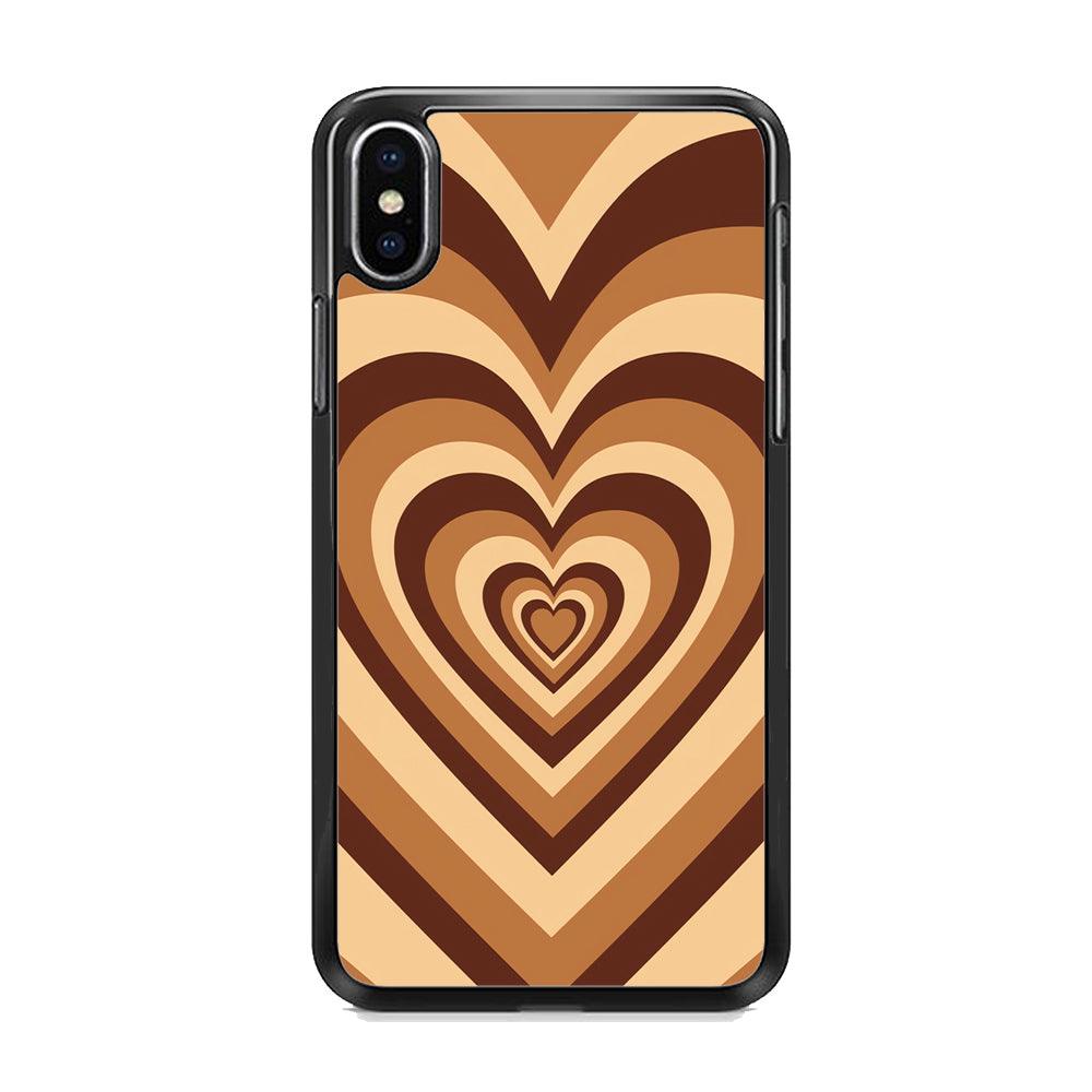 Love Wave Brown iPhone XS Case-Rubber Black (2D Case)-Oxvistore