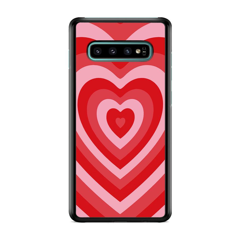 Love Wave Red Samsung Galaxy S10 Case-Rubber Black (2D Case)-Oxvistore