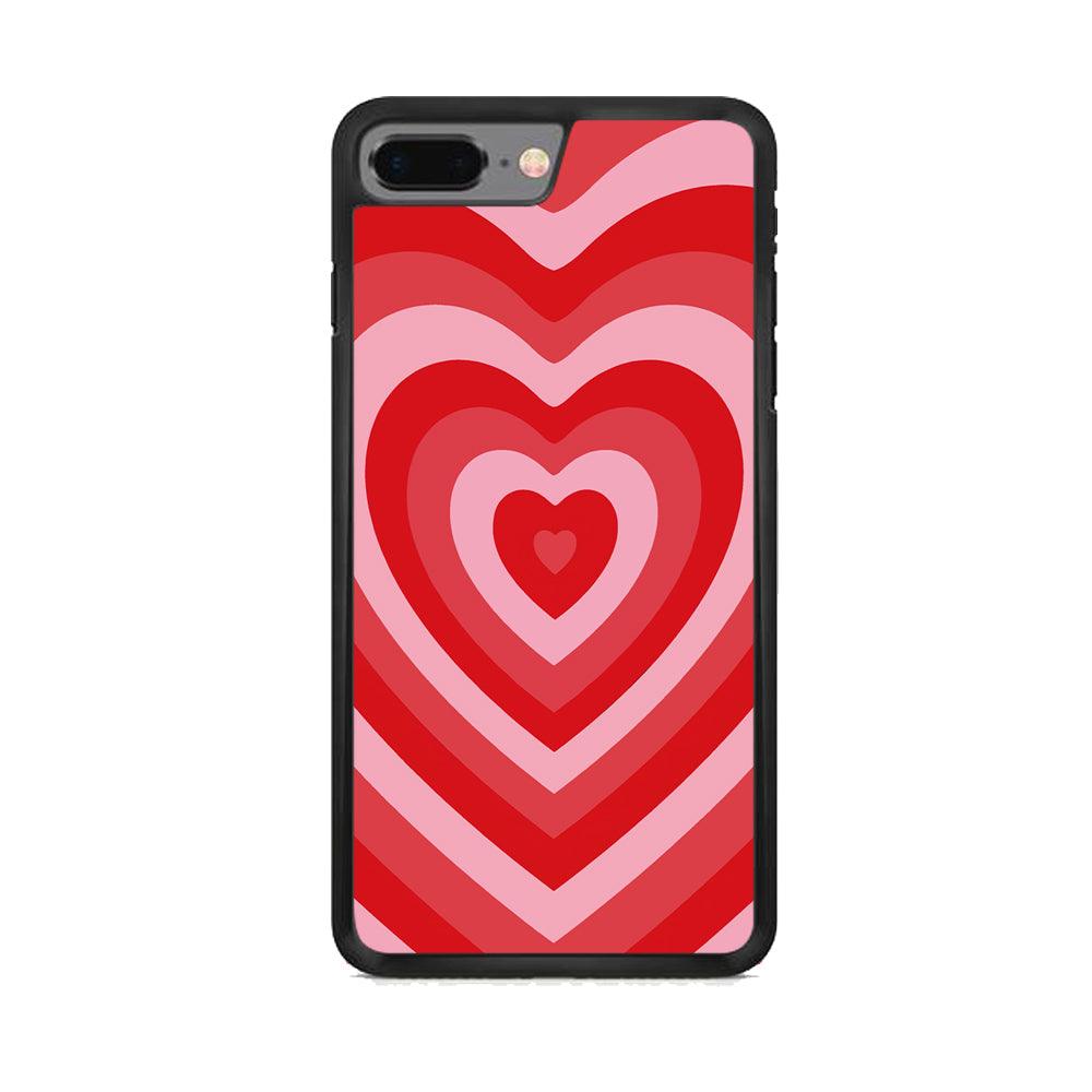 Love Wave Red iPhone 8 Plus Case-Rubber White (2D Case)-Oxvistore