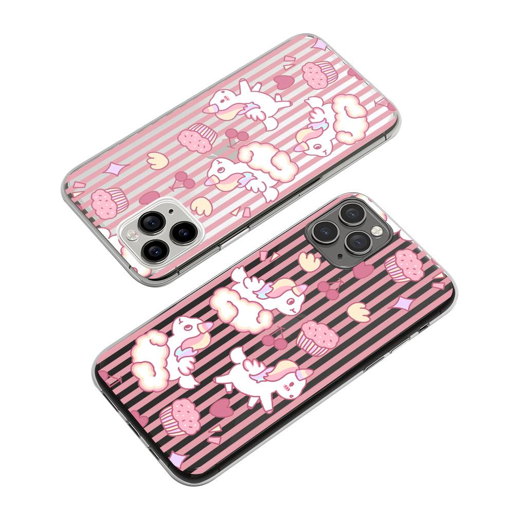 Lovely Pink Purple Unicorn Clear Soft Case-Oxvistore