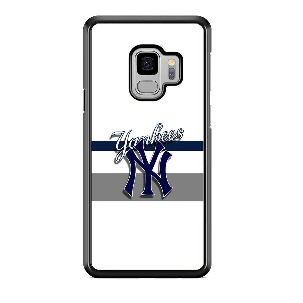 MLB New York Yankees White Jersey Samsung Galaxy S9 Case-Rubber Black (2D Case)-Oxvistore