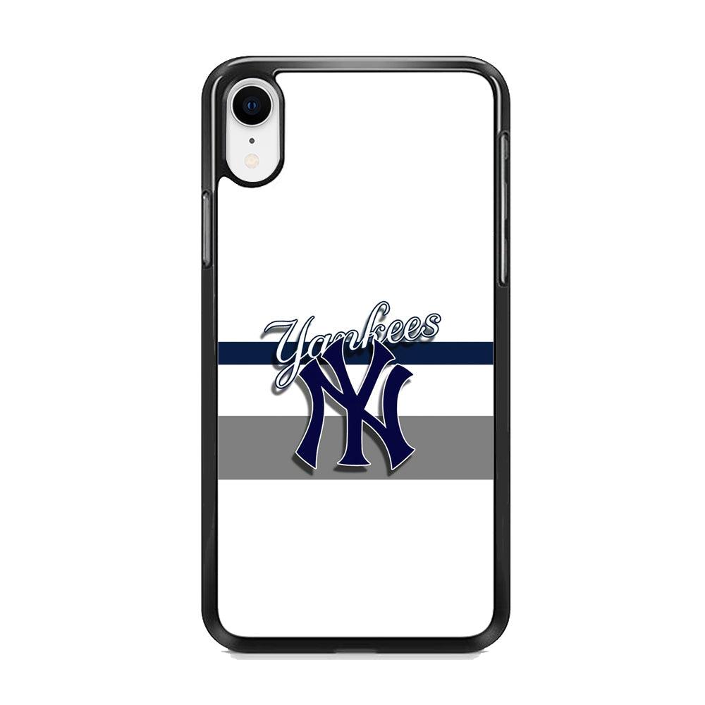 MLB New York Yankees White Jersey iPhone XR Case-Rubber Black (2D Case)-Oxvistore