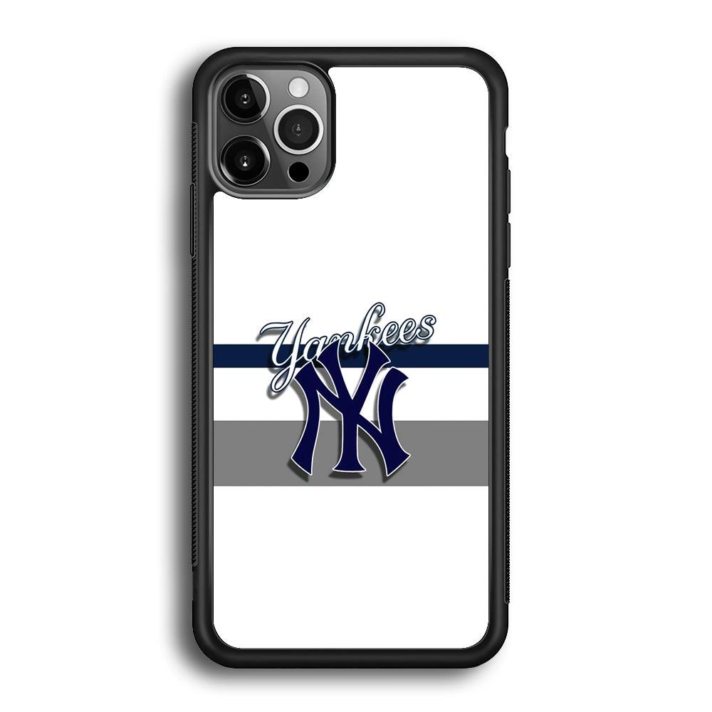 MLB New York Yankees White Jersey iPhone 12 Pro Case-Rubber Black (2D Case)-Oxvistore