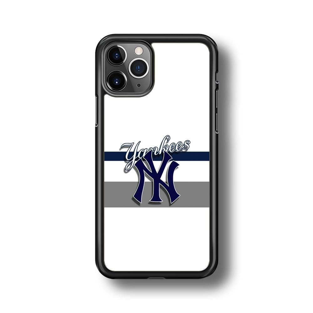 MLB New York Yankees White Jersey iPhone 11 Pro Case-Rubber Black (2D Case)-Oxvistore