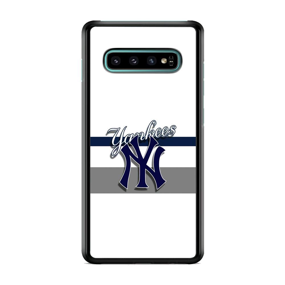 MLB New York Yankees White Jersey Samsung Galaxy S10 Plus Case-Rubber Black (2D Case)-Oxvistore