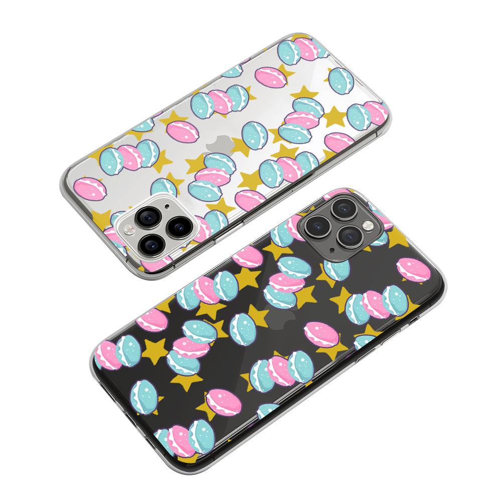 Macaron Cakes Gold Star and Colorful Clear Soft Case-Oxvistore