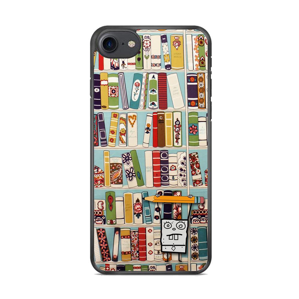 Magic Paper on Bookshelf iPhone 8 Case-Rubber Black (2D Case)-Oxvistore