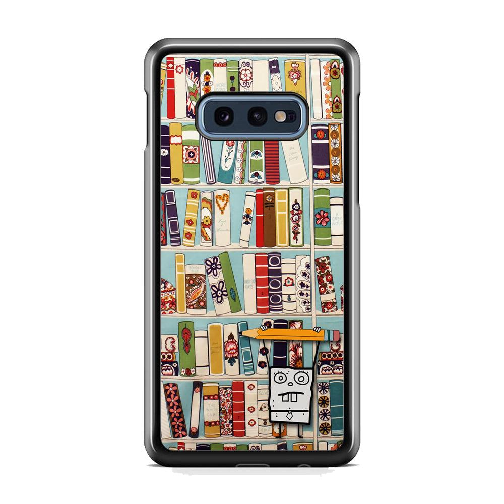Magic Paper on Bookshelf Samsung Galaxy S10E Case-Rubber Black (2D Case)-Oxvistore