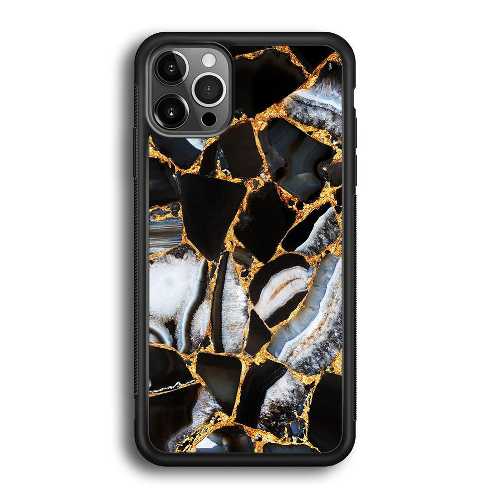 Marble Gold Paste iPhone 12 Pro Case-Rubber White (2D Case)-Oxvistore