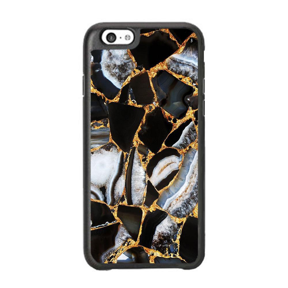 Marble Gold Paste iPhone 6 | 6s Case-Rubber Black (2D Case)-Oxvistore
