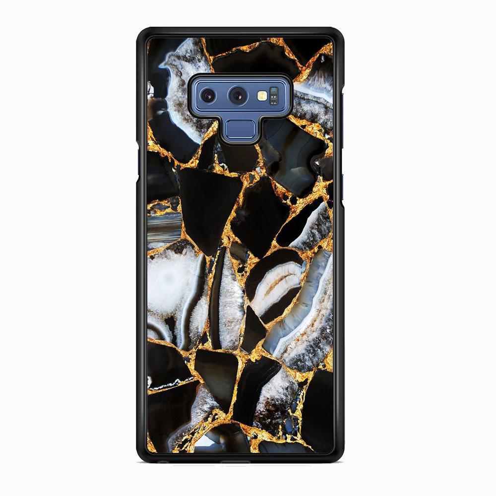 Marble Gold Paste Samsung Galaxy Note 9 Case-Rubber Black (2D Case)-Oxvistore
